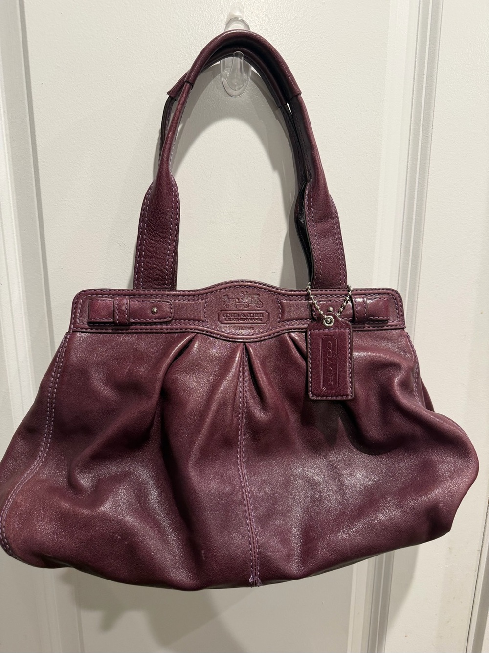 COACH Garnet 13914 Leather Pleated Shoulder Bag